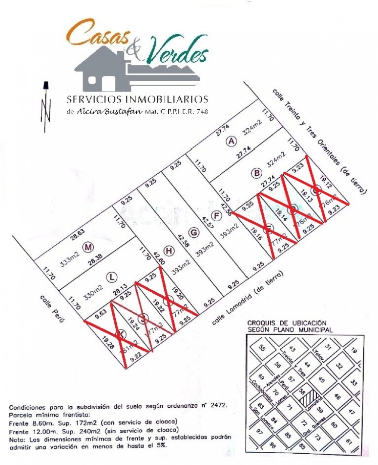 TERRENOS, de muchas medidas y precios, lotes con luz, agua, cloacas y dependiendo el frente asfalto tambien, CONSULTE OPCIONES