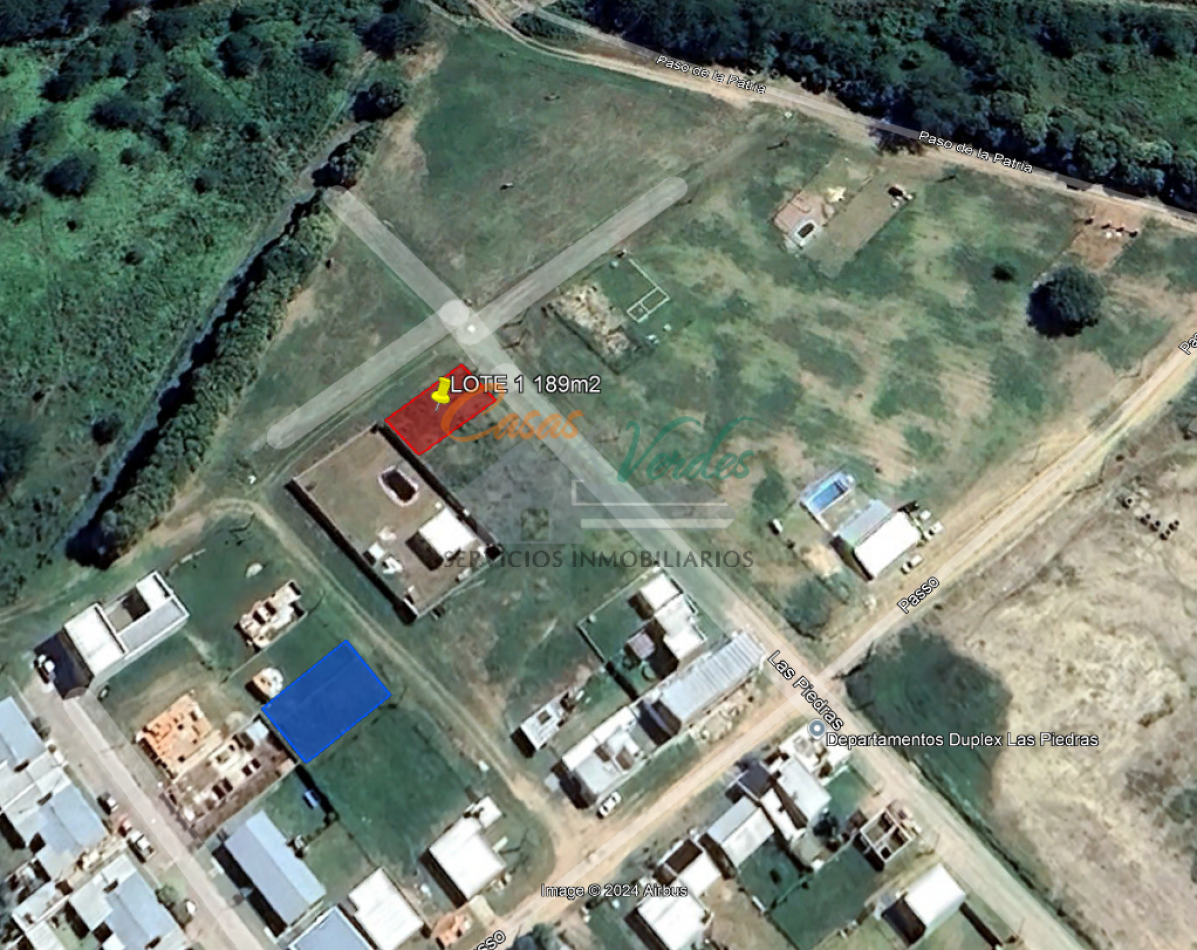 lote terreno en ESQUINA, calles Las Piedras y Berutti 189m2