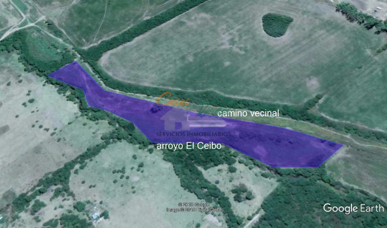 LOTE, con mas de 600 metros sobre arroyo El Ceibo, 38.390m2 (casi 4has.). frente a calle publica, conectada con ruta 26 y variante. terreno nivelado, arboles.-
