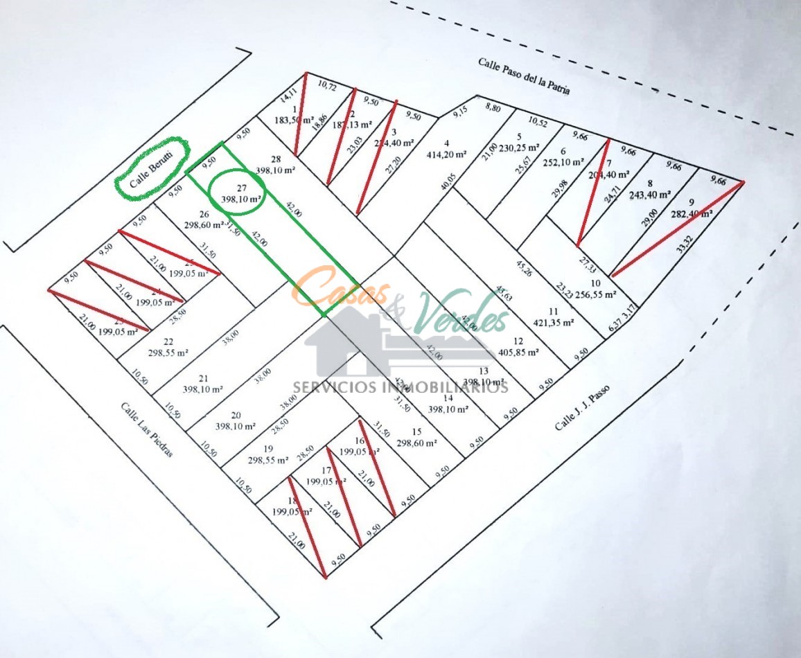 Venta Terreno nro. 27 calle Berutti con servicios de agua, cloacas y luz,