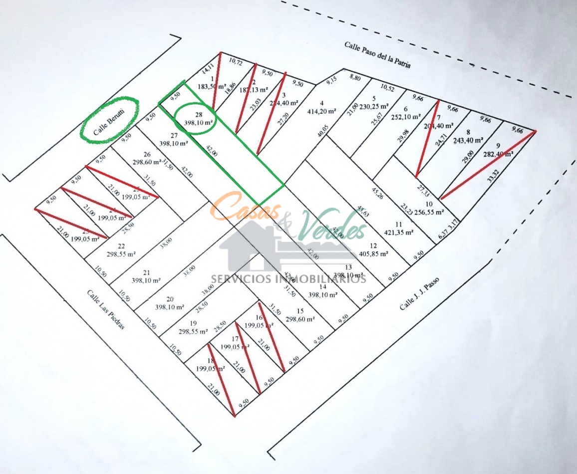 Venta Terreno nro. 28 calle Berutti con servicios de agua, cloacas y luz,